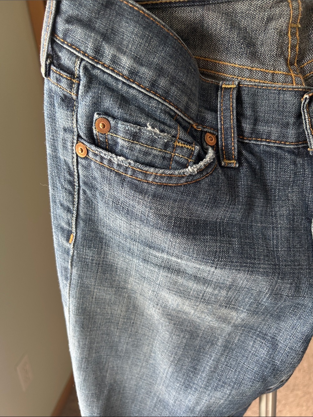 7 For All Mankind Bootcut Jeans in Medium Blue Fade - Picture 3 of 16